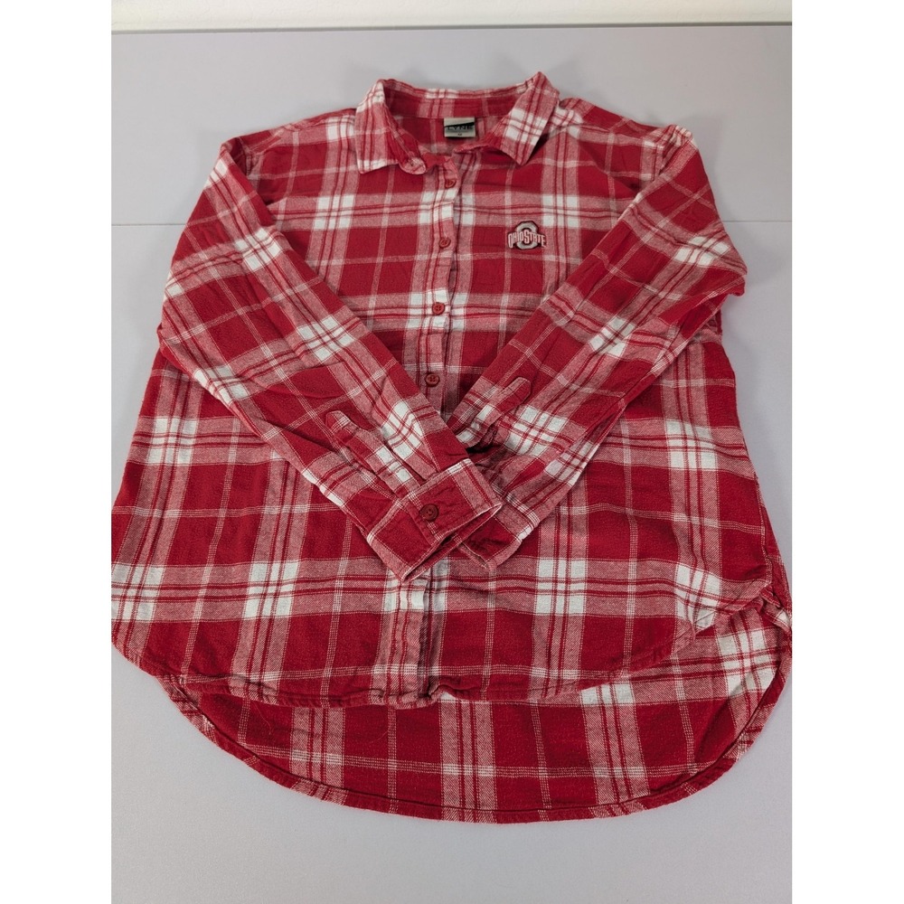 Ohio State Buckeyes Shirt Womens Medium Red NCAA Football UG Apparel Flannel - Picture 12 of 13